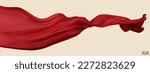 flying red silk textile fabric...