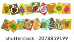seeds in bags of flowers and... | Shutterstock .eps vector #2078859199
