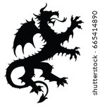 dragon silhouette. editable... | Shutterstock .eps vector #665414890
