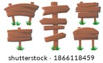 set of wooden banner signboard. ... | Shutterstock .eps vector #1866118459