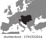 Black Flat Map of Austria-Hungary (1914) inside Gray Map of Europe