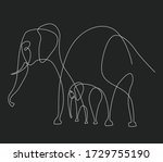 Elephants Animal One Line....
