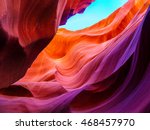 Colorful wave shape rocks at the Antelope Canyon, Arizona, USA