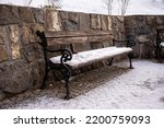 Old Vintage Bench In A Winter...