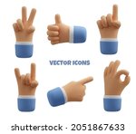 3d hand icon set. vector... | Shutterstock .eps vector #2051867633