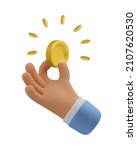 3d icon hand with gold coin.... | Shutterstock .eps vector #2107620530