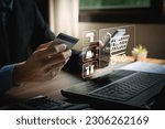 Small photo of online shopping concept, businessman use smartphones and credit cards to purchase products from online stores and shop on the internet, ecommerce store, online business, convenience, competitive price