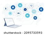 digital network connection... | Shutterstock .eps vector #2095733593