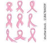 set of pink awareness ribbons. | Shutterstock .eps vector #1186784059