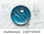 A Blue Plate With A Fork  A...