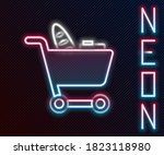 glowing neon line shopping cart ... | Shutterstock .eps vector #1823118980