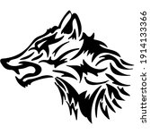 wolf logo design illustration ... | Shutterstock . vector #1914133366