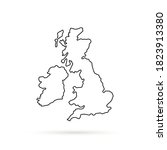 black thin line uk map with... | Shutterstock .eps vector #1823913380