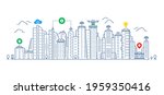 abstract thin line city skyline ... | Shutterstock .eps vector #1959350416