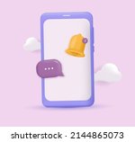 3d phone with 3d message and 3d ... | Shutterstock .eps vector #2144865073