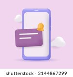 3d phone with 3d message and 3d ... | Shutterstock .eps vector #2144867299