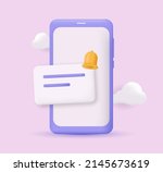 3d phone with 3d message and 3d ... | Shutterstock .eps vector #2145673619