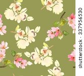seamless pattern with flowers... | Shutterstock . vector #337956530