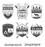 set of vintage camping labels ... | Shutterstock . vector #294695849