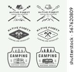 set of vintage camping outdoor... | Shutterstock .eps vector #567620809
