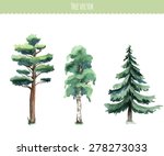 set of watercolor trees. birch  ... | Shutterstock .eps vector #278273033