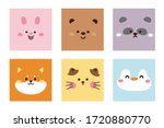 set of cute animal face hand... | Shutterstock .eps vector #1720880770