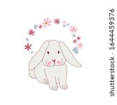 easter bunny pastel round frame ... | Shutterstock .eps vector #1644459376