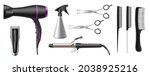 realistic hairdresser salon or... | Shutterstock .eps vector #2038925216
