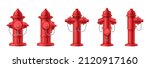 Realistic Fire Hydrant Set. Red ...