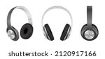 black realistic headphones... | Shutterstock .eps vector #2120917166