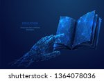 human hand touching on a book.... | Shutterstock .eps vector #1364078036