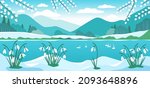 early spring landscape with... | Shutterstock .eps vector #2093648896