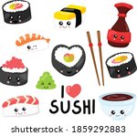 smile sushi set for restaurant... | Shutterstock .eps vector #1859292883