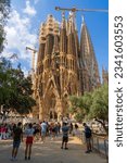 Small photo of Barcelona, Spain - 2 Aug 2023: Sagrada Familia basilica in Barcelona, Spain. The Antoni Gaudi masterpiece has become a UNESCO World Heritage Site in 1984.