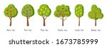 green fruit tree flat cartoon... | Shutterstock .eps vector #1673785999