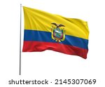 Ecuador Waving Flag, 3d Flag illustration, Ecuador National Flag with a white isolated background