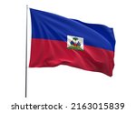 Haiti Flag 3d illustration and Haiti waving national flag with white isolated background