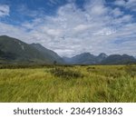 Small photo of Pitt Meadows, BC, Canada - September 17, 2023 : Views of Pitt River Dike Scenic Point in Pitt Meadows, BC, Canada