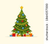christmas tree. decorated... | Shutterstock .eps vector #1864357000