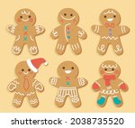 gingerbread man collection.... | Shutterstock .eps vector #2038735520