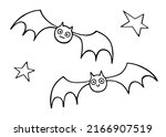 two funny and cute flying bats. ... | Shutterstock .eps vector #2166907519