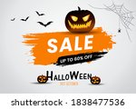sale off halloween pumpkins... | Shutterstock .eps vector #1838477536