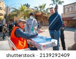 Small photo of Qalqilya, Palestinian Territories, Palestine, March 26, 2022. Palestinian municipal elections in West Bank, Palestinians at a polling station during municipal elections in Qalqilya.