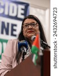 Small photo of Dearborn, Michigan- Sunday, February 25, 2024: Rep. Rashida Tlaib encouraged voters to select “uncommitted” in the Michigan primary to push President Joe Biden to call for a ceasefire