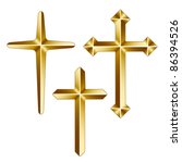 Vector Golden Christian Crosses