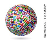 flags globe. vector. | Shutterstock .eps vector #111655109