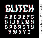 glitch font with distortion... | Shutterstock .eps vector #492776533