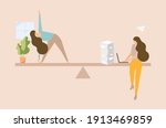 flat design of  work life... | Shutterstock .eps vector #1913469859