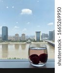 Small photo of Myrica soda in a glass under the blue sky