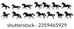 set of silhouettes of horse....